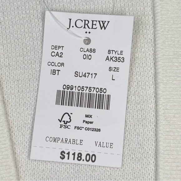 J. Crew Women's White and Black Open Front Cardigan Sweater - Picture 8 of 8